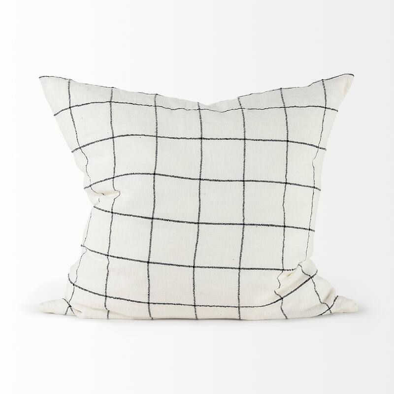 Suzanne White & Black Square Pattern Decorative Pillow Cover