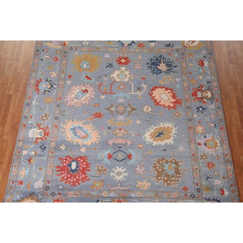 Blue Oushak Oriental Area Rug Handmade Bedroom Wool Carpet - 8'0" x 9'9"