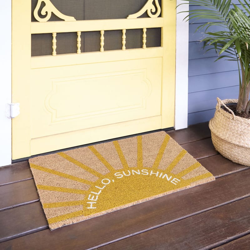 Hello Sunshine Greeting 18" x 30" Doormat - 18" x 30" - 18" x 30" - Yellow