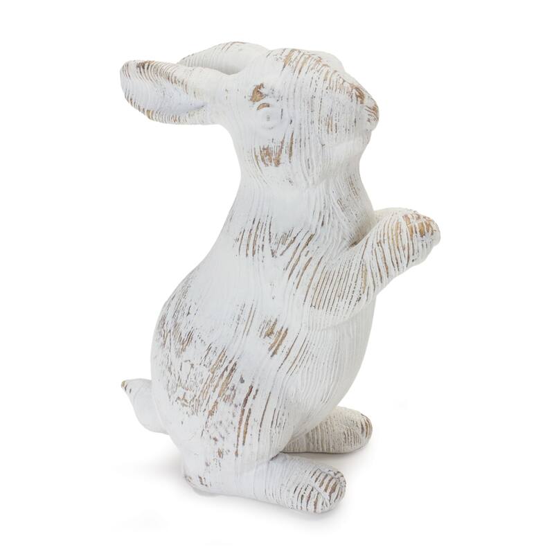 White Washed Rabbit Figurines - 6.5" - Set of 2