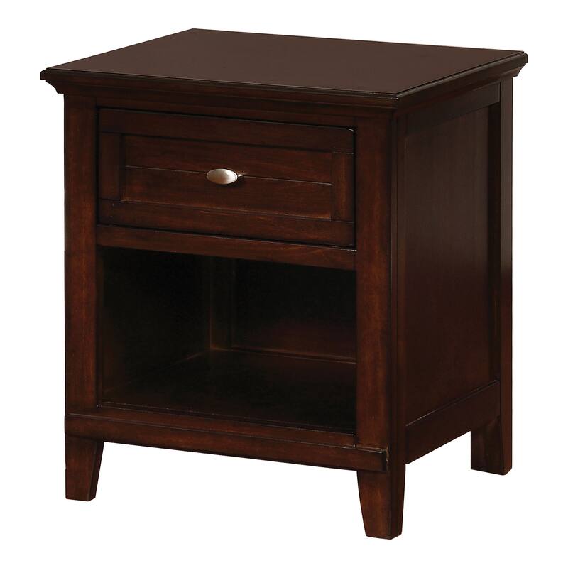 Dospat Transitional Wood 1-Drawer Lower Open Shelf Nightstand by Furniture of America