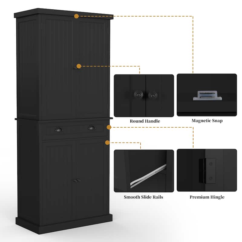 72" Kitchen Pantry with Large Drawer