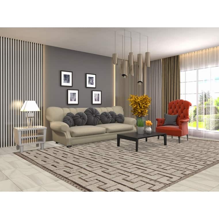 All-Over Moroccan Modern Area Rug Hand-Knotted Wool Carpet - 8'0" x 12'1"