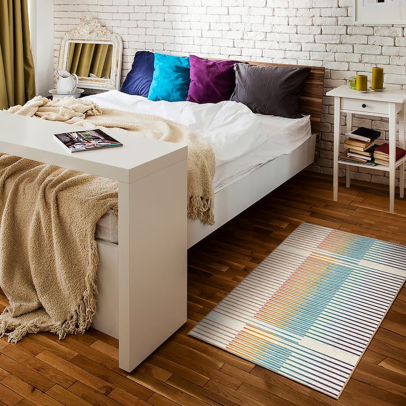 My Magic Carpet Machine Washable Rug Flux Striped Multicolor