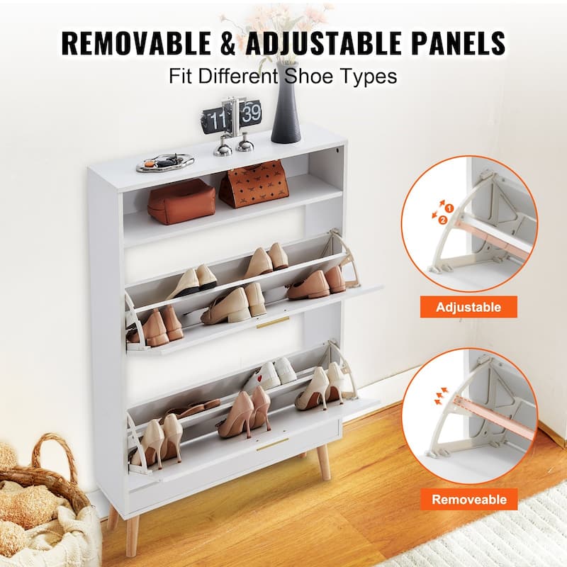 Space Saving Shoe Cabinet with Drawers for Hallway or Living Room - 31.5 x 9.33 x 47.44 inch