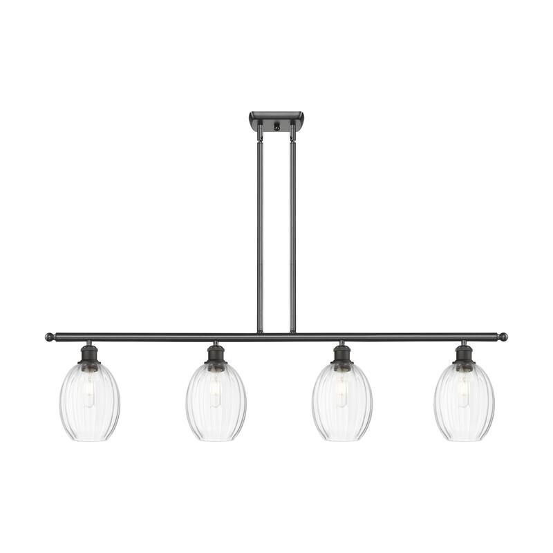 Innovations Lighting Endless Possibilities Ballston - Preston - 4 Light 48" Bulb Shade Stem Hung Island Light - Clear/Oil Rubbed Bronze