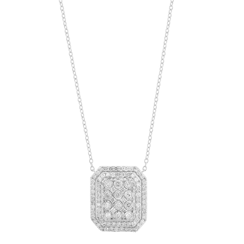 EFFY 925 Silver Diamond Rectangle Necklace
