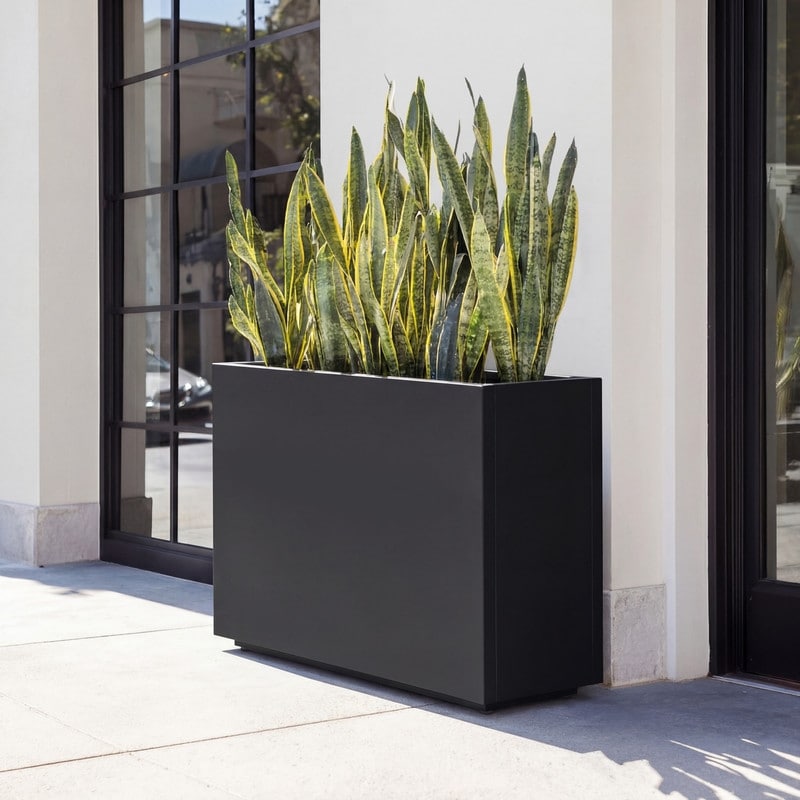 Metal Large Planter Box with Drainage Holes and Removable Shelf
