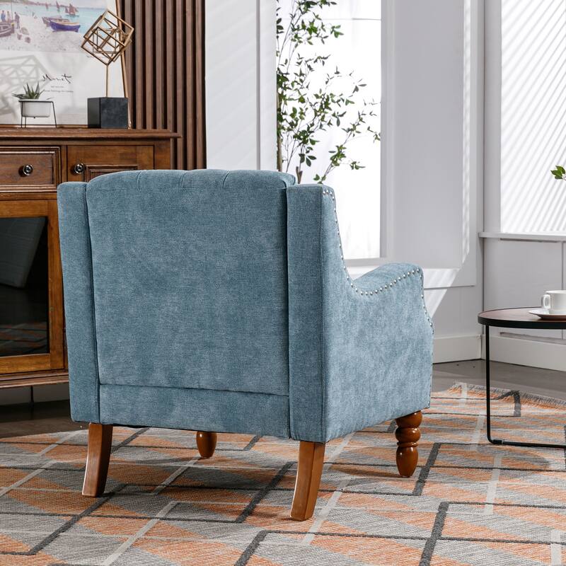 Mid-Century Modern Accent Chair Single Sofa Chair with Solid Wood Legs