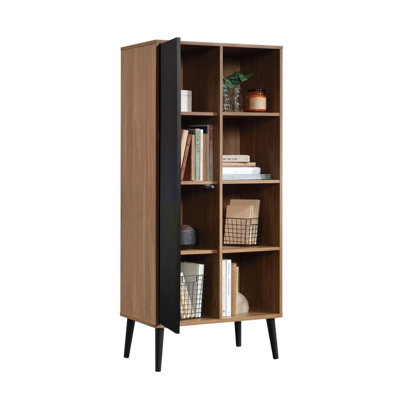 Wood Storage Cabinet with Adjustable Shelving, Natural Walnut - 25.98"W x 15.67"D x 58.19"H