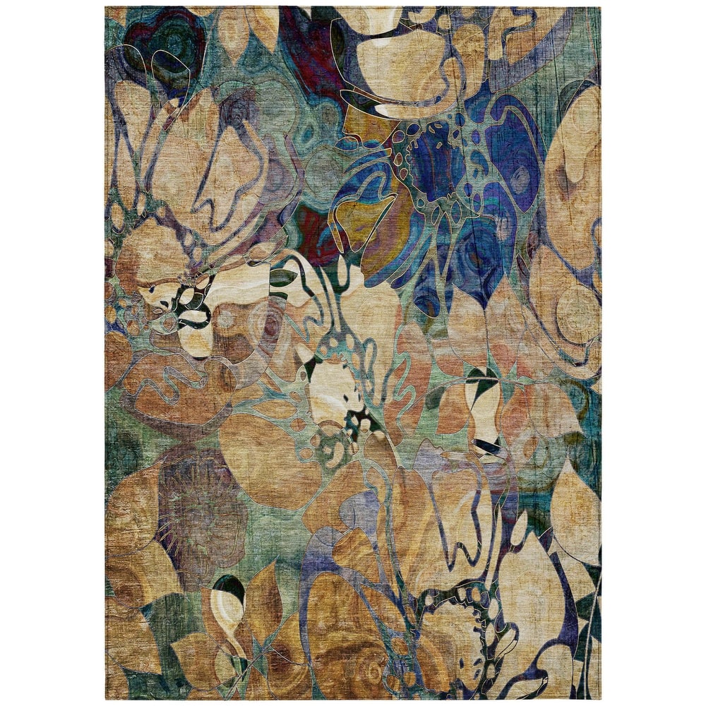 Alsiz Unique Abstract Weather Resistant Timeless Fusion Runner Outdoor Rug
