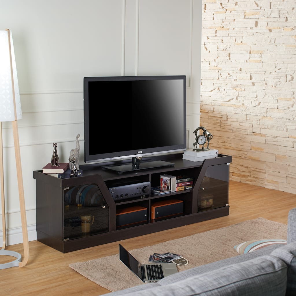DH BASIC Modern Espresso 71" Wide Entertainment Center by Denhour