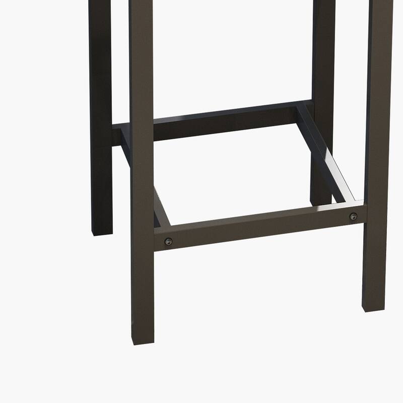 Gray Sofa Side Table and Chair Set, Backless Dining Chairs with Metal Legs, Sturdy Dining Table Workbench with Metal Frame