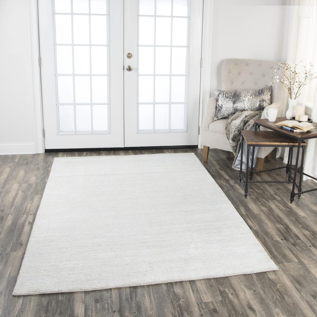 Alora Decor Demure Solid Grey Hand-tufted Wool Blend Rug