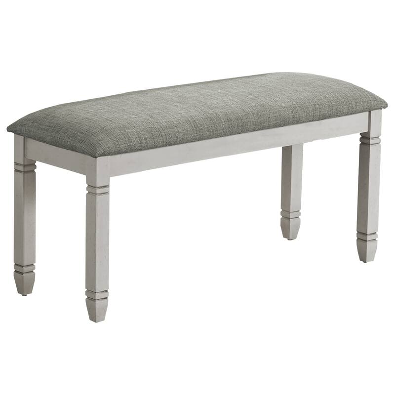 Bench, 41" Rectangular, Kitchen, Dining Room, Entryway, Bedroom, Upholstered, Wood, Grey Solid Wood, Grey Fabric, Transitional - Grey