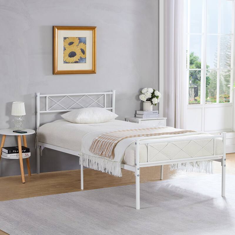 VECELO Modern Premium Metal Platform Bed Frames, Twin/Full/Queen Size Bed, Student apartment Beds
