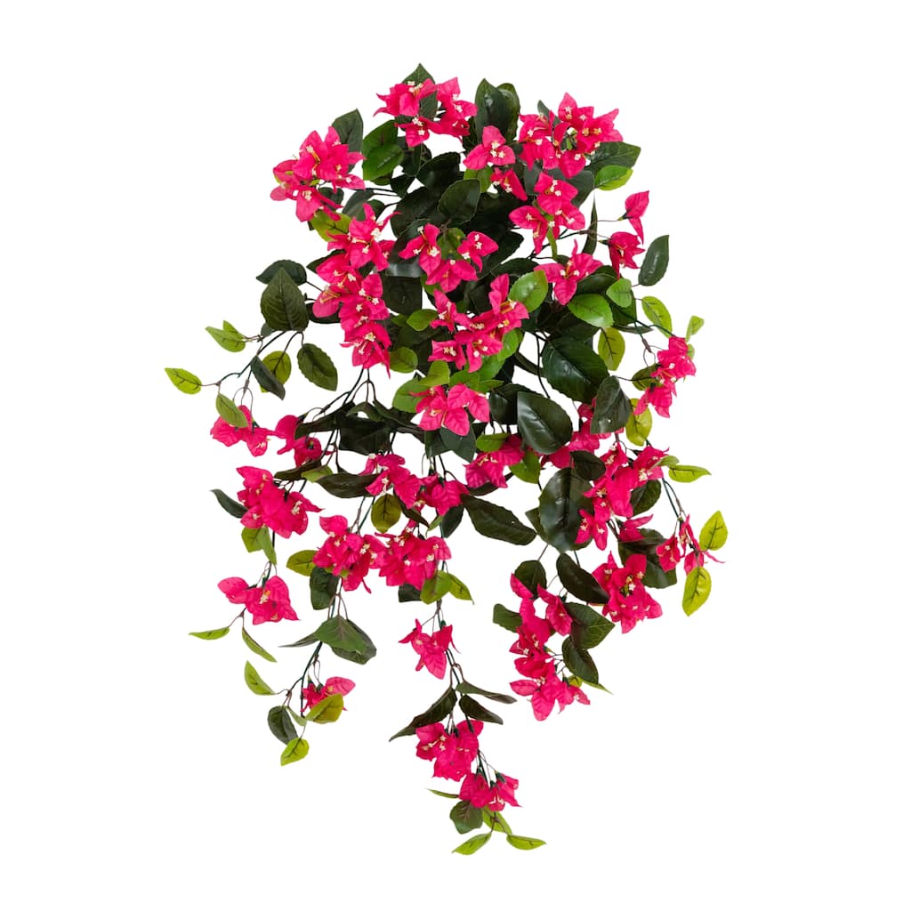 28-in UV Resistant Artificial Bougainvillea Hanging Plant - Set of 2