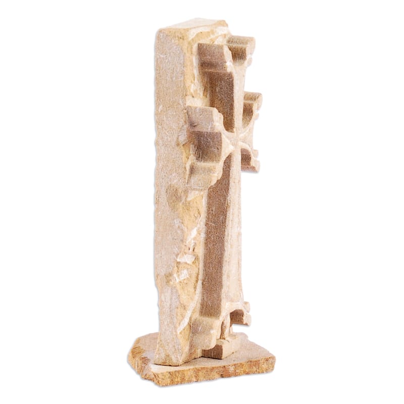 Novica Handmade Celtic Cross Felsite Stone Sculpture