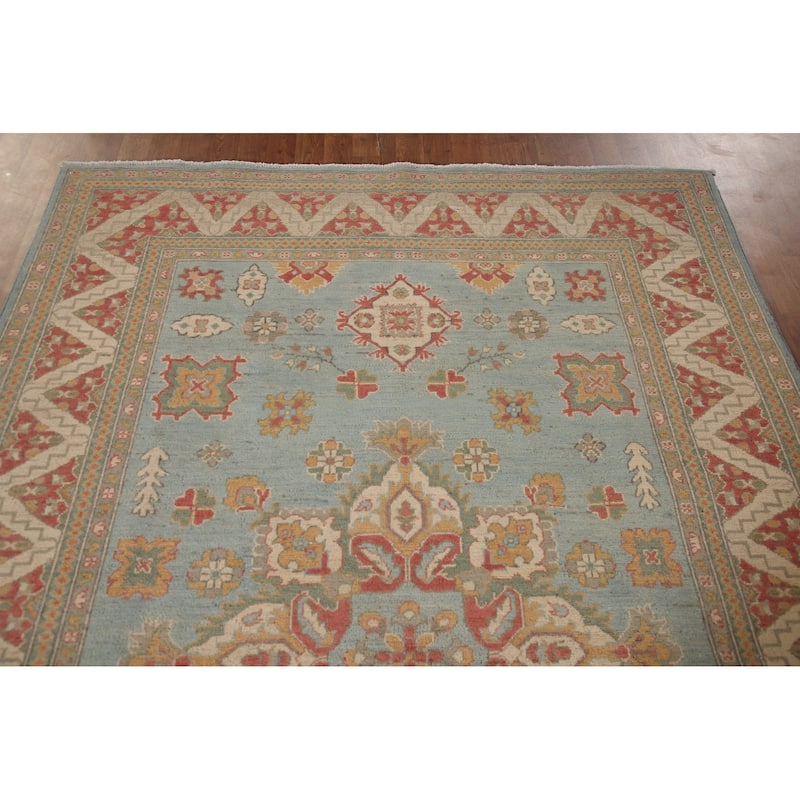 Light Blue Kazak Oriental Area Rug Handmade Wool Carpet - 6'0" x 8'9"