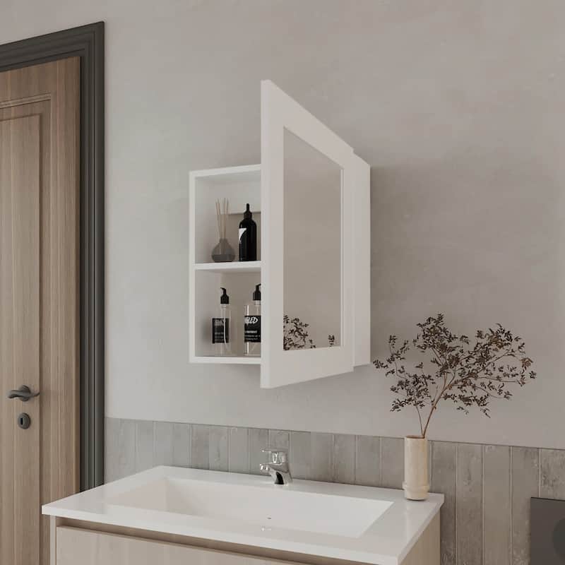 Sleek Black Wall-Mounted Medicine Cabinet with Mirror and Shelves for Bathroom Storage