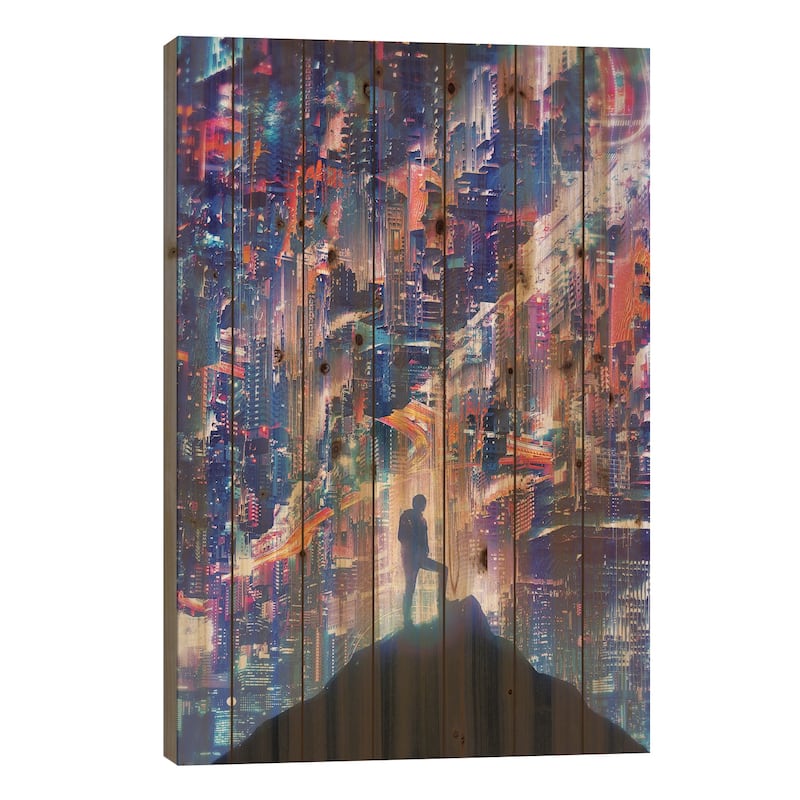 Peak Print On Wood by Nicebleed - Multi-Color - 26x18x1.5