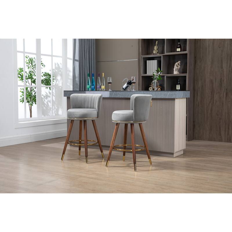 Counter Height Bar Stools Set of 2 for Kitchen Counter Solid Wood Legs