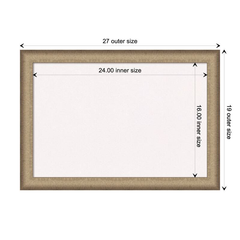 Elegant Brushed Narrow Framed White Corkboard Bulletin Board - Elegant Brushed Bronze Narrow - Board Size 24x16