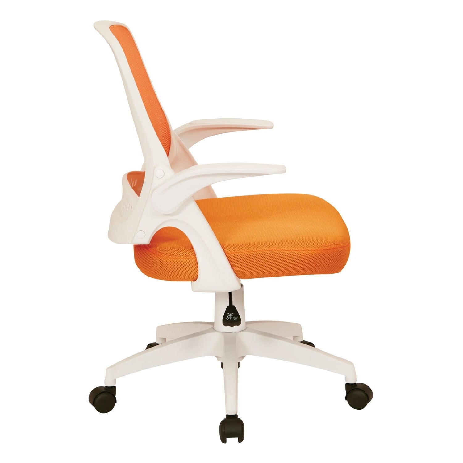 OSP Home Furnishings Jackson Fabric Office Chair with Mesh Back and White Frame including Flip Arms