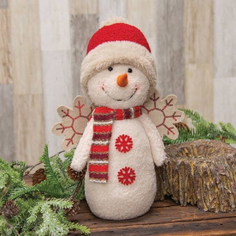 Angel Snowman with Santa Hat 14 Inch Christmas Decoration - 6" x 9" x 14"