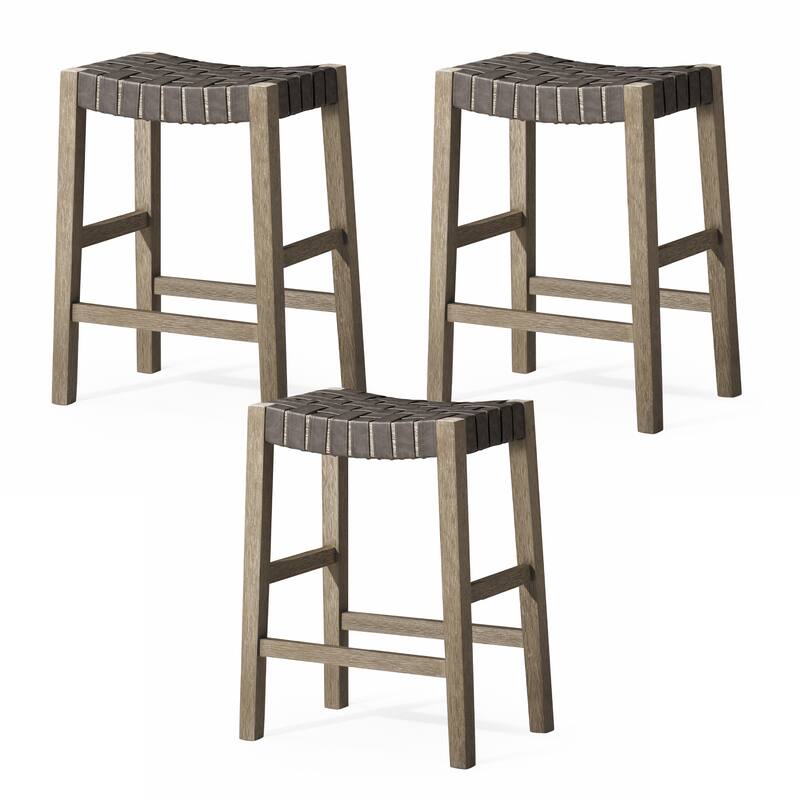 Maven Lane Emerson 26" Counter Height Kitchen Stool - Set of 3 - Weathered Grey