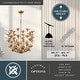 preview thumbnail 4 of 9, Camellia 5-Light Gilded Gold Pendant with Metal Flower Shade, Adjustable Height, Ceiling Chandelier Dining Room Fixture