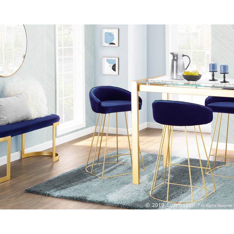 Silver Orchid Haid Velvet Upholstered Counter Stool (Set of 2)
