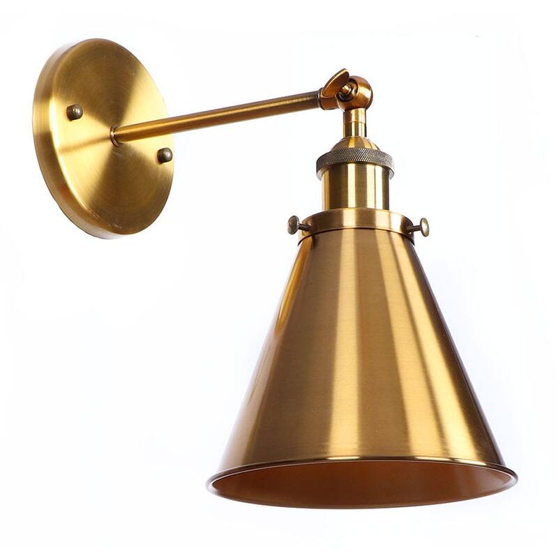 Industrial Gold Finish Cone Shape Swing Arm Wall Light