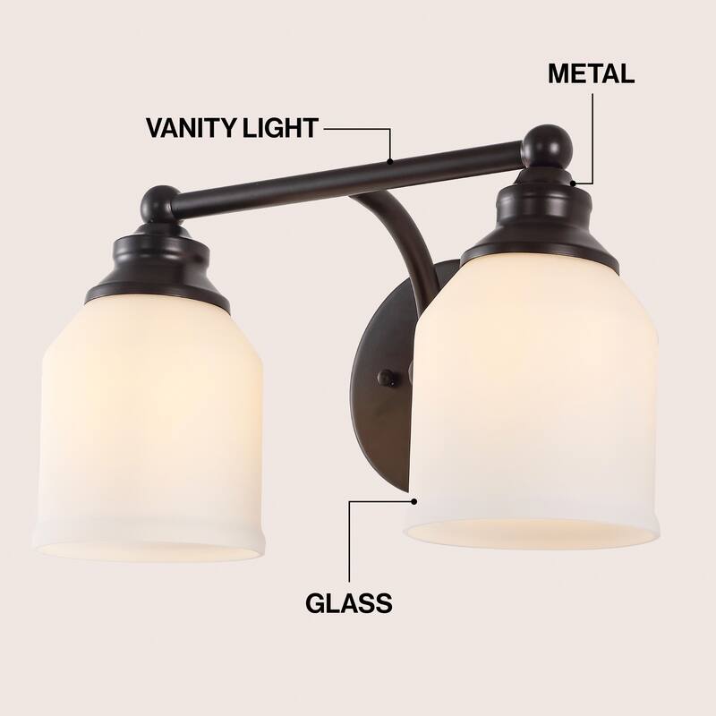JONATHAN Y Jayne Iron/Frosted Glass LED Vanity Light