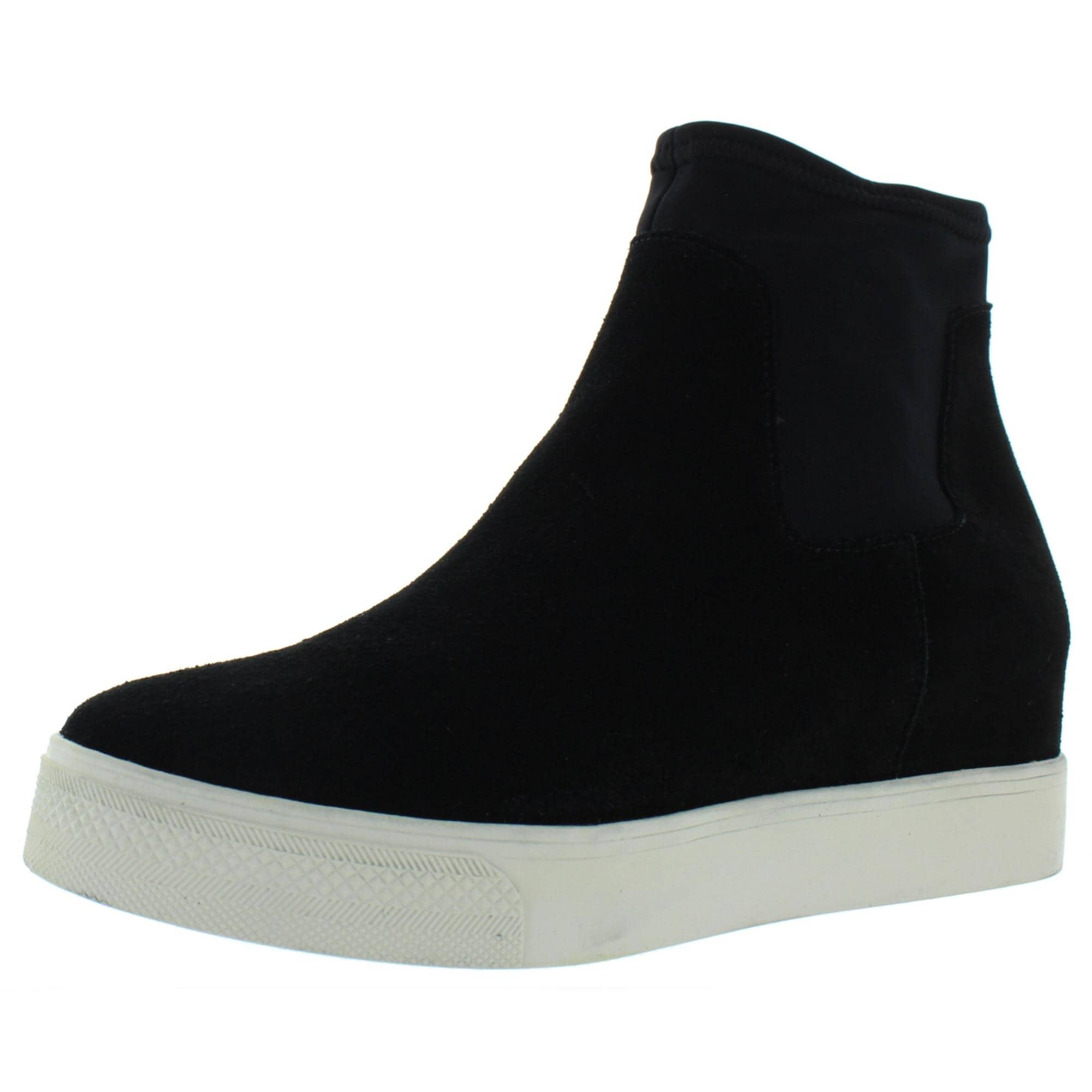 womens black laceless sneakers