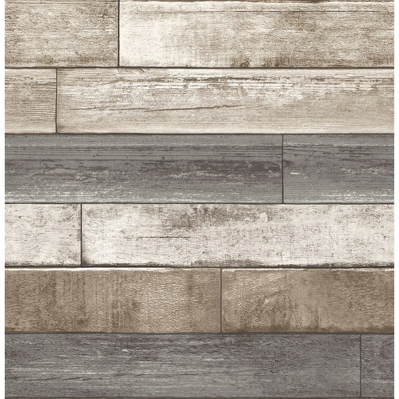 A-Street Prints Porter Brown Weathered Plank Wallpaper