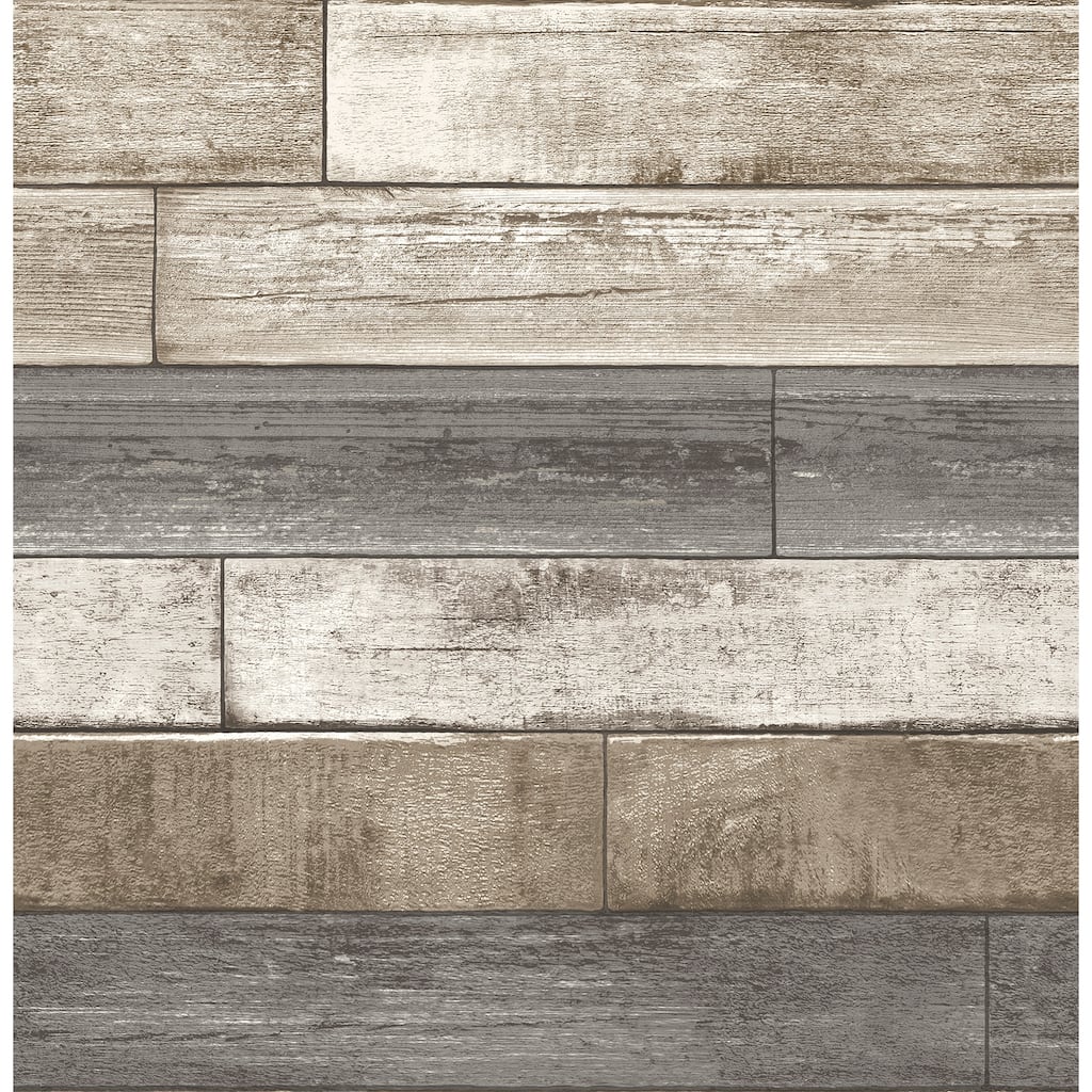 A-Street Prints Porter Brown Weathered Plank Wallpaper