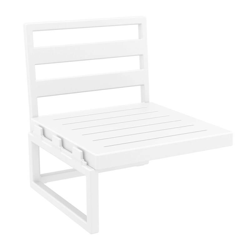 30" White Outdoor Patio Extension Lounge Chair with Taupe Sunbrella Cushion