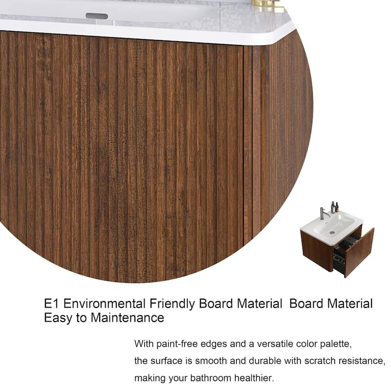 24 in./ 30 in. W Wall Mounted Bathroom Vanity with Integrated Ceramic Sink and Drawer