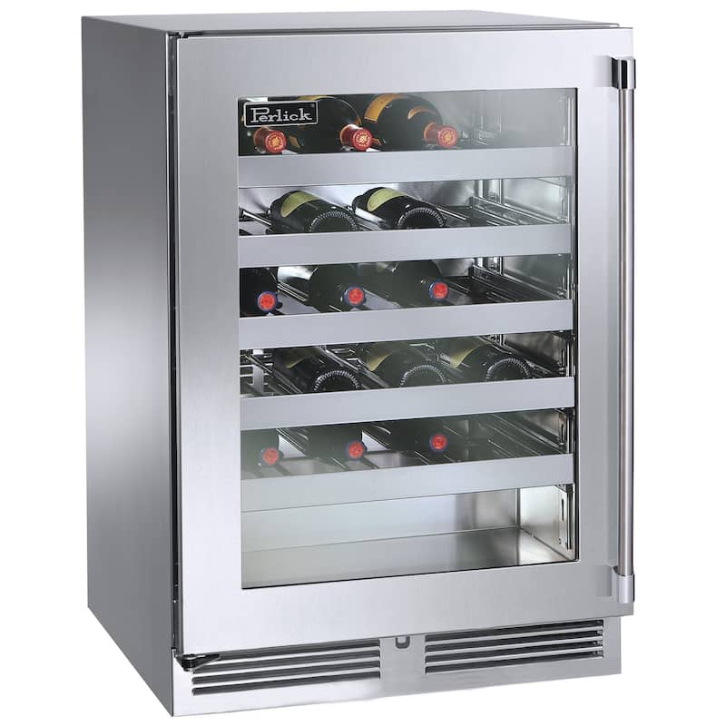 Perlick 24 Inch Wide 45 Bottle Capacity Built-In Wine Cooler with Left - Stainless Steel Framed Glass