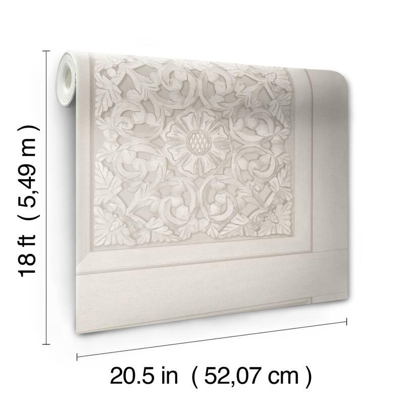 Carved Floral Cream Peel and Stick Wallpaper