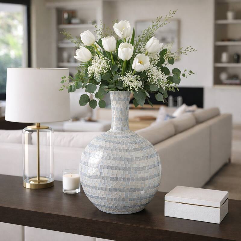 Decorative Vase - Ceramic Capiz Mosaic Gourd