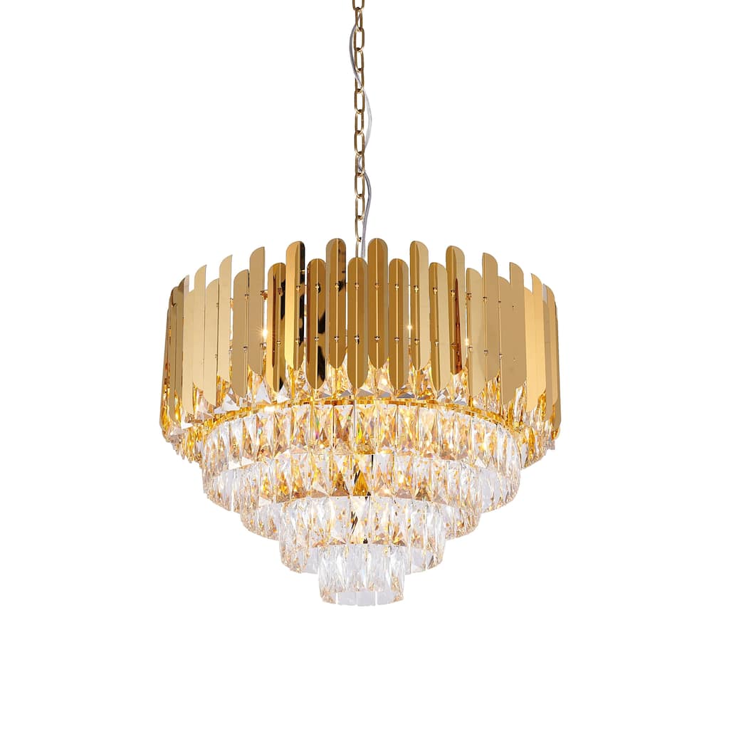 Transitional 15-Light Gold Crystal Chandelier