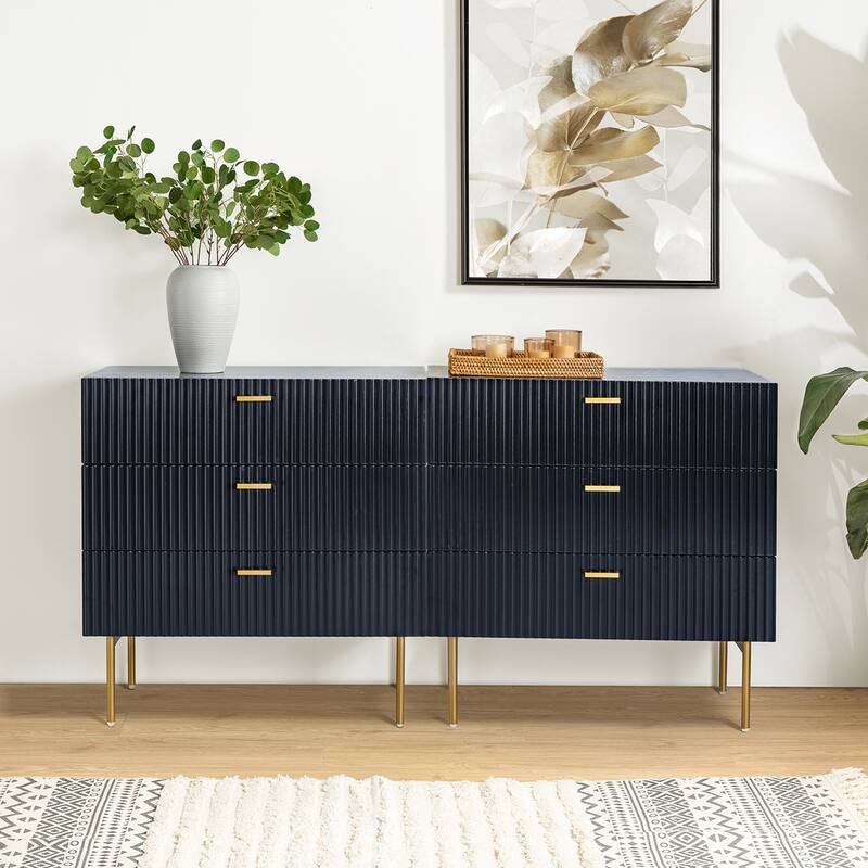 Gilb Modern 3-Drawer Dresser Nightstand with Metal Legs Set of 2 by HULALA HOME