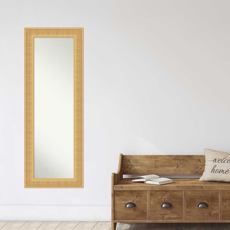 Trellis Non-Beveled Wood Framed Full-Length On the Door Mirror - Trellis Gold - Glass Size 14x48