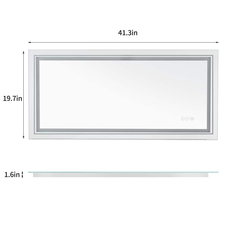 Rectangle Aluminum Frame Bathroom Mirror w/Led Backlit Light Anti-fog