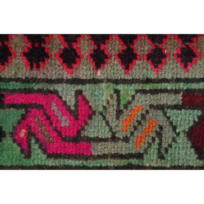Hand Knotted Oriental 100% Wool Carpet Traditional Geometric Red Ardebil Runner Rug - 10' 6'' X 3' 4''