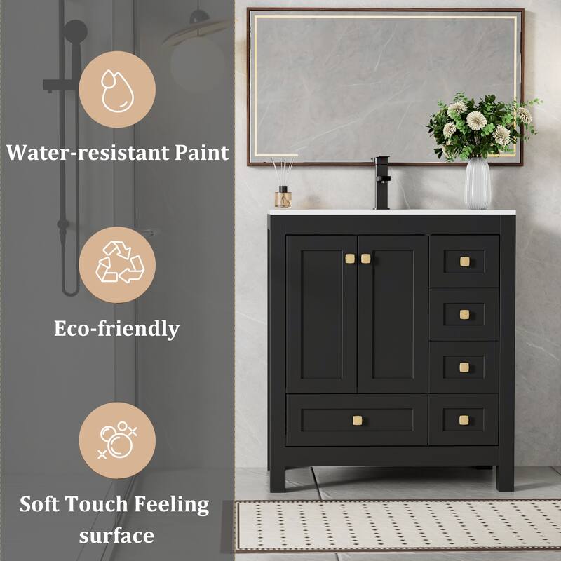 Eclife 30'' Bathroom Vanities Cabinet with Drop in Sink Combo Set