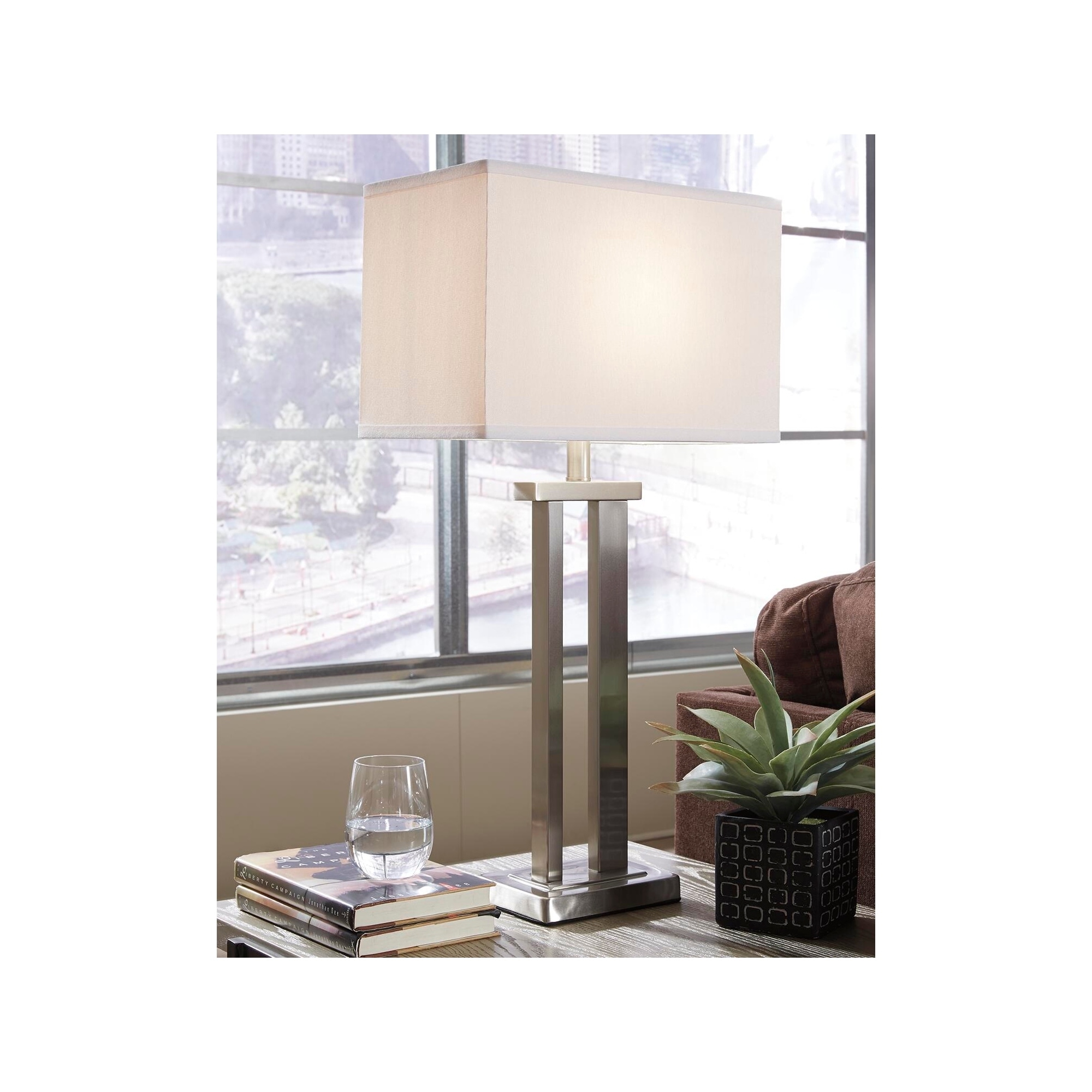 Signature Design by Ashley Aniela White/Gray Table Lamp (Set of 2) - 15.25" W x 8.75" D x 29.25" H