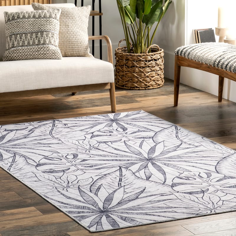 Nuloom Emilia SpinClean Tropical Machine Washable Reverisble Area Rug